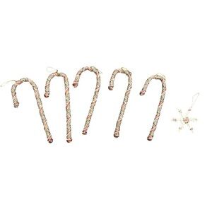 Peach Oversized Set of (5) Decorative Candy Cane Ornaments & Snowflake Ornament